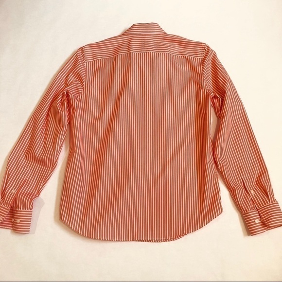 Chaps. Botton Down Shirt NO IRON Orange Vertical Stripe Size S/P - Picture 5 of 5